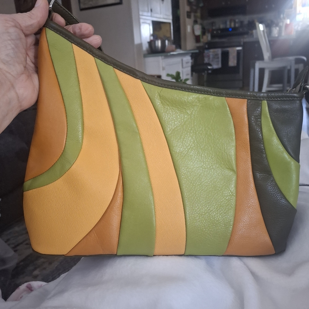 Diana Ulanova Inspired  Stylish Colorblock Shoulder Bag - Green & Orange